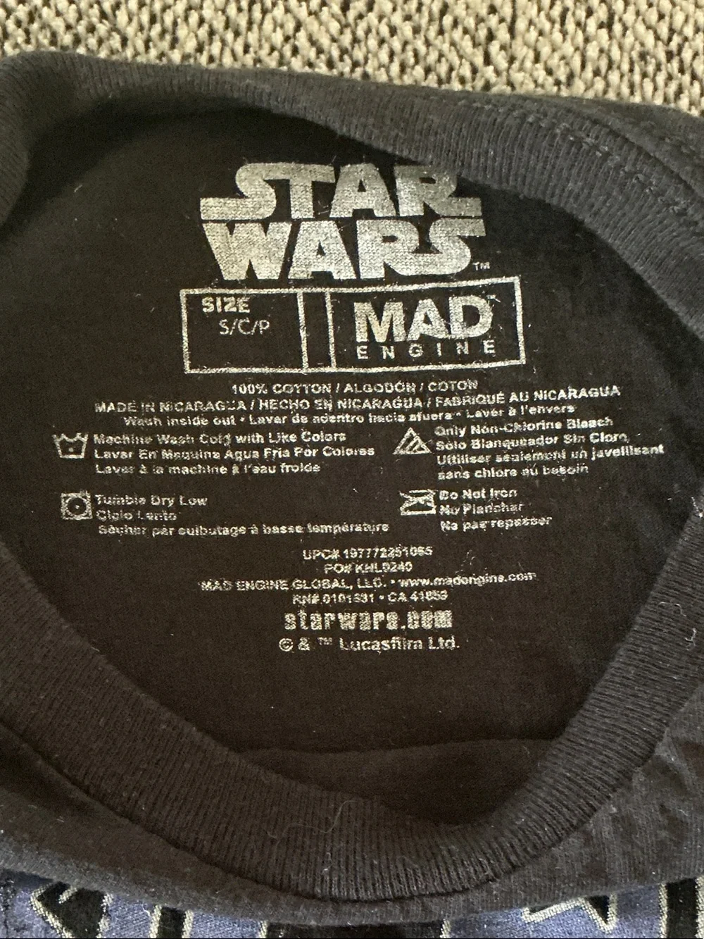 Star Wars Black R2-D2 Metal Head Graphic Tee with Purple and Blue Accents